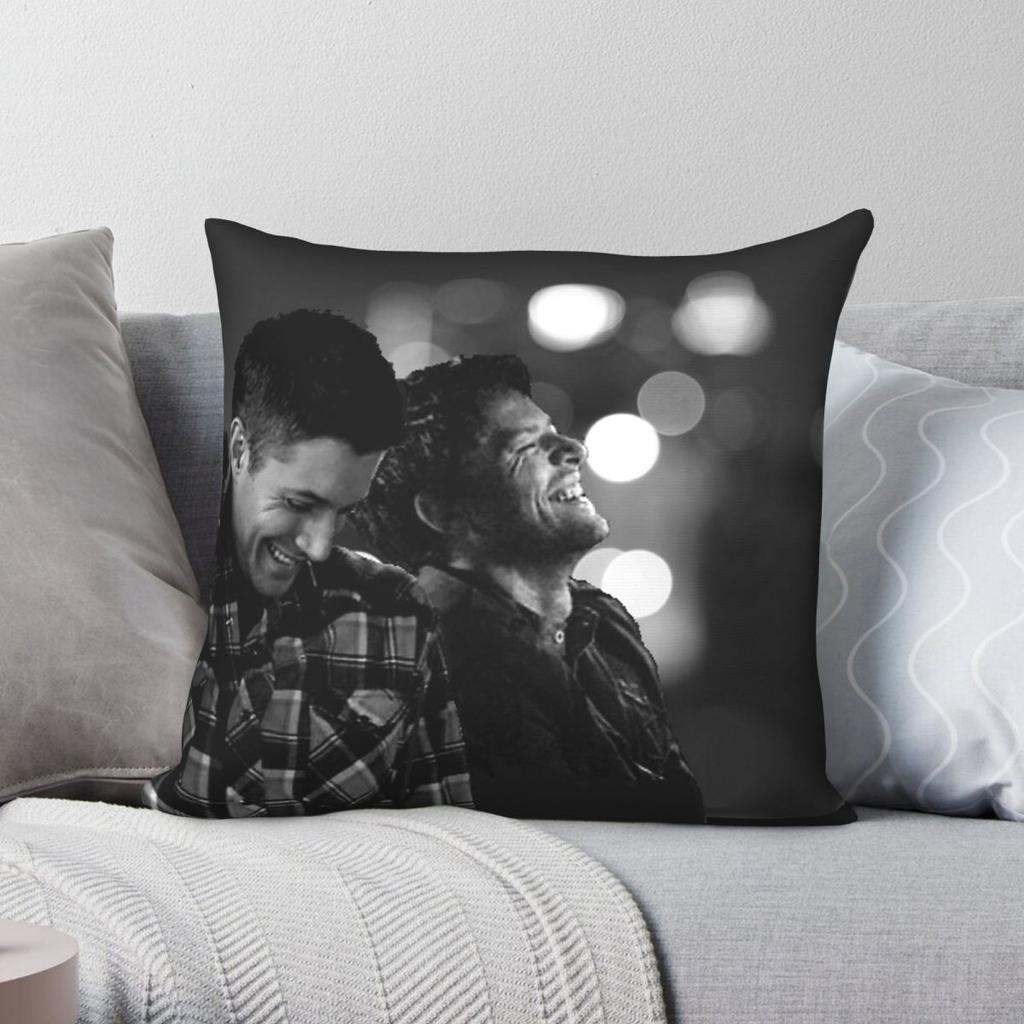 Supernatural Dean Winchester Castiel Pillowcase Polyester Linen Velvet Creative Zip Decor Car Cushion Cover