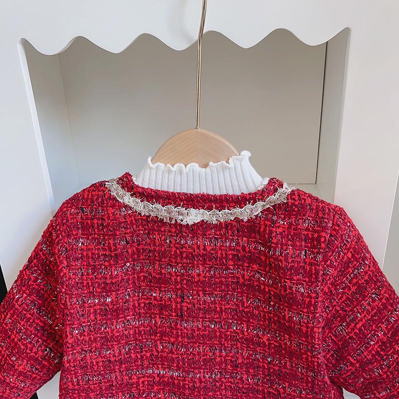 Jesień/Zima 2025 Uroczy Bawełniany Ciepły Dwuczęściowy Zestaw dla Dziewczynek w Francuskim Stylu