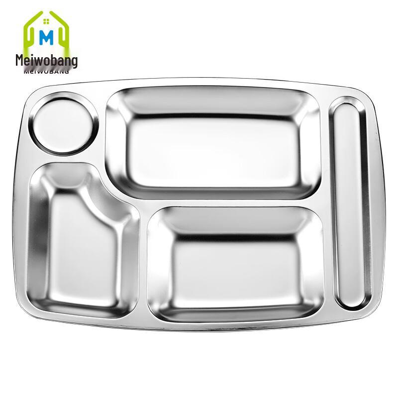 Stainless Steel Classic 5-Compartment Food Tray