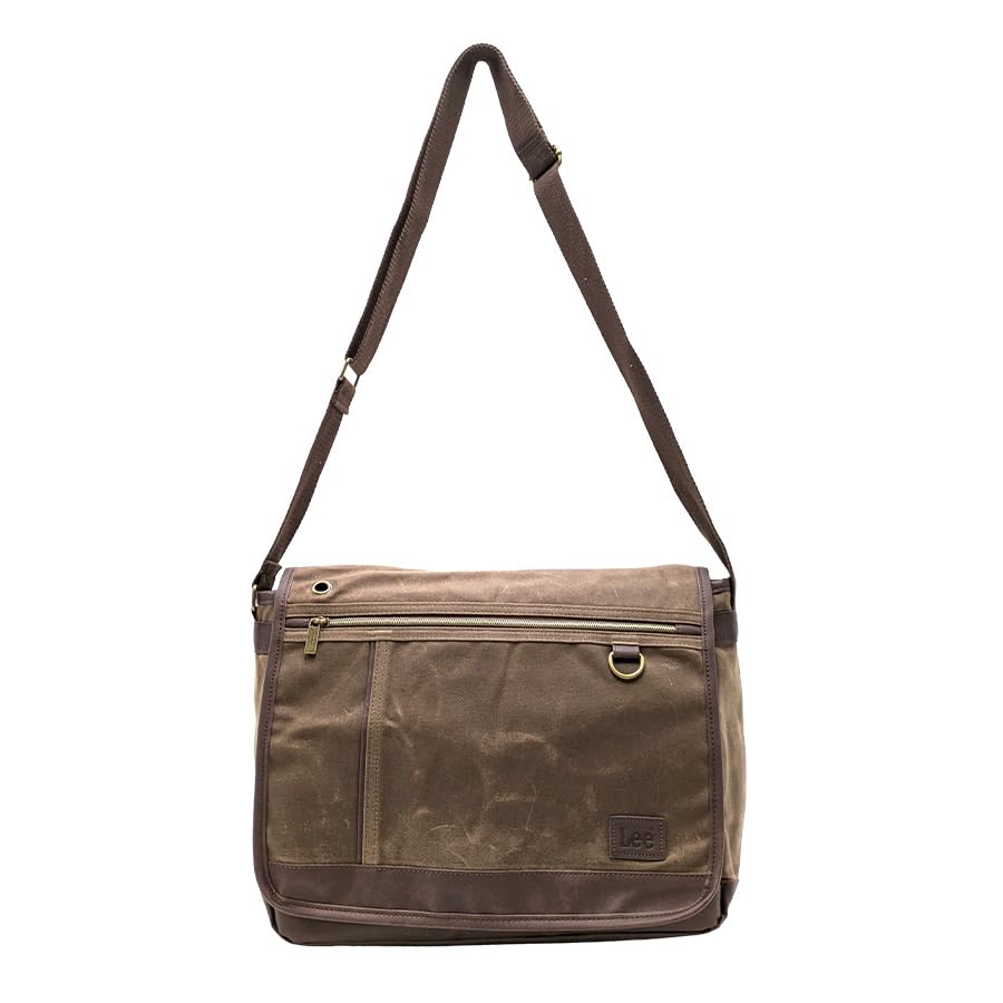 Lee Crash Flap Shoulder Large Perfect for and Casual Chocolate Bag, Paraffin-Coated, Multifunctional, Lightweight, Capacity, Commuting, School, Town,