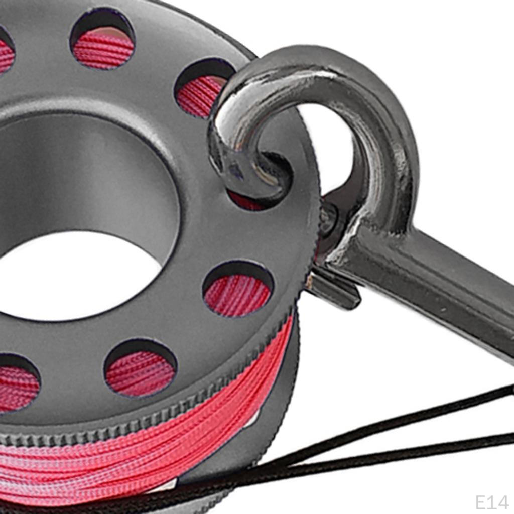 Scuba Diving Finger Reel Guide Spool 15m Line Dual Ended Snap - Gray