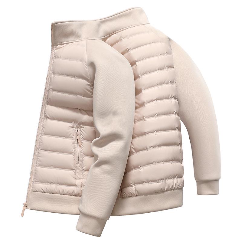 

2025 Winter Unisex Stand Collar Down Jacket - White Duck Down Knit Splicing XXXL рожевий