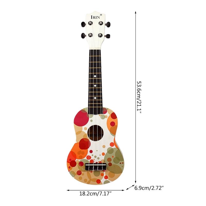 Hawaiianische Einsteiger-Ukulelen für Kinder, 4 Saiten, kleine Gitarre, buntes Blasenmuster, Akustik-Ukulele, Nylonsaiten (21 Zoll)