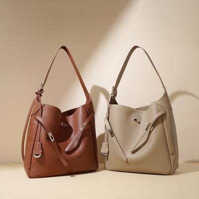 Casual Versatile Belt Buckle Shoulder Handbag Underarm Bag Bucket Bag 2025 Niche New Model