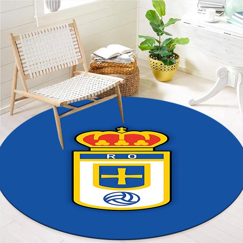 Real Madrid CF Runder Teppich, Teppich für Wohnzimmer Schlafzimmer Sofa Spielzimmer Dekor, Rutschfeste Bodenmatte