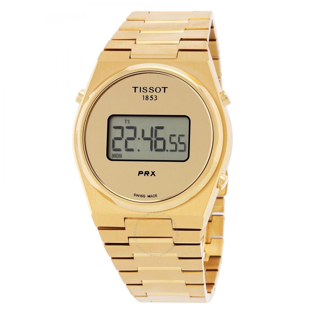 

Tissot Годинник унісекс з кварцовим цифровим золотим циферблатом Prx T1374633302000