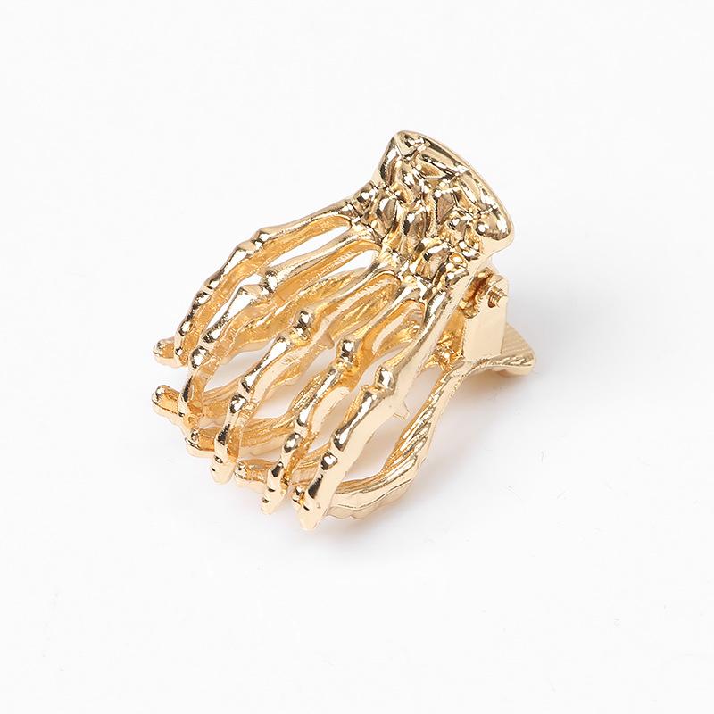Halloween Gothic Alloy Skeleton Hand Grip Clip Girls Ponytail Bangs Hair Clip Retro Fashion Headwear Jewelry золотой