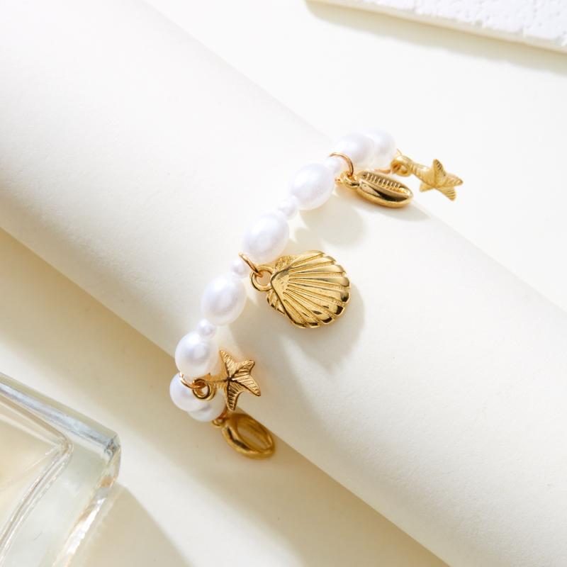Bohemian Starfish Conch Pendant Necklace Bracelet Women Pearl Beads Chain Choker Jewelry Summer Holiday Beach Gift
