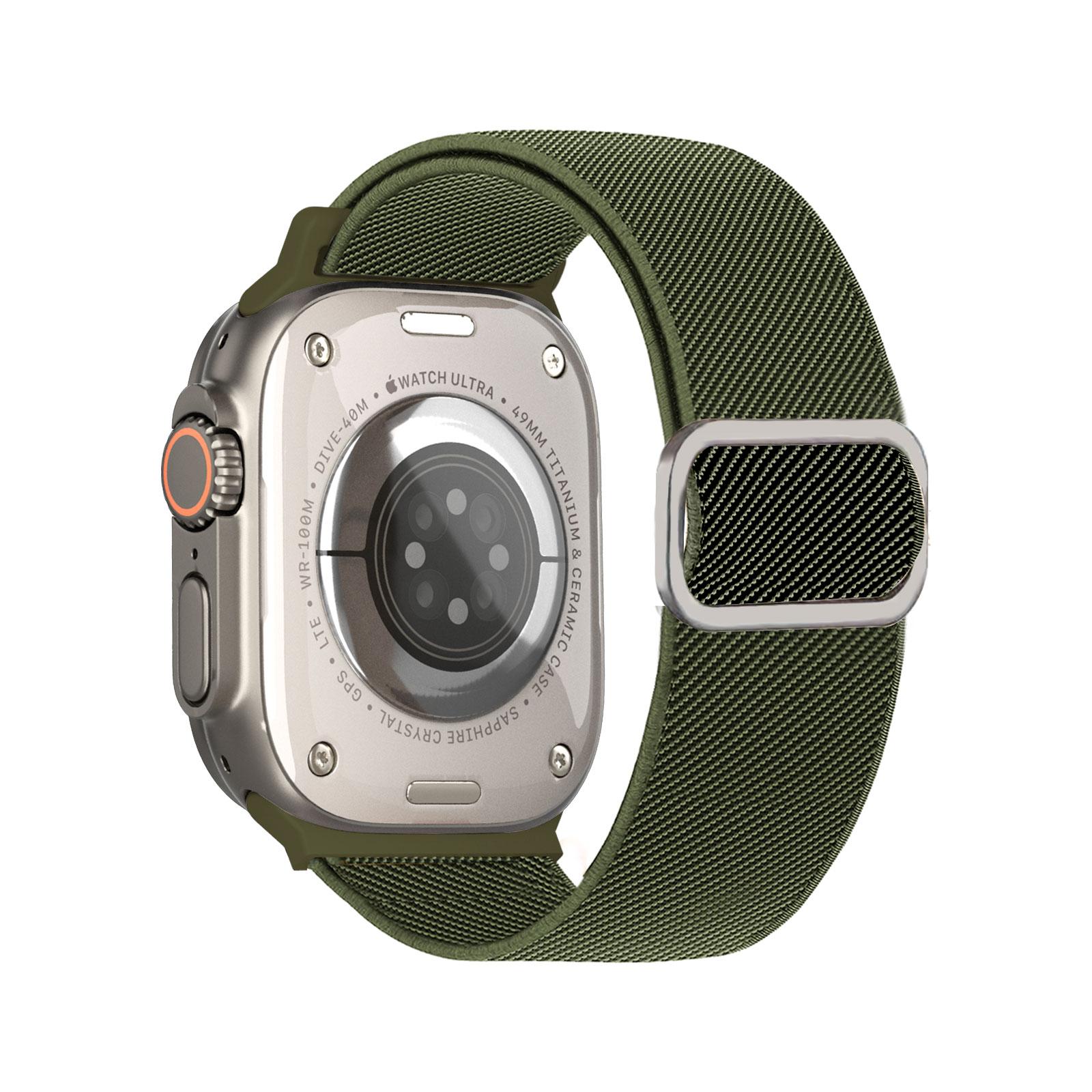 

Nylon Loop For Apple Watch ultra 2 Band 40mm 44mm 45mm 49mm 41mm 42mm 46mm Scrunchie bracelet iwatch Series 10 9 6 7 8 se strap 42 44 45 46 49mm зелений