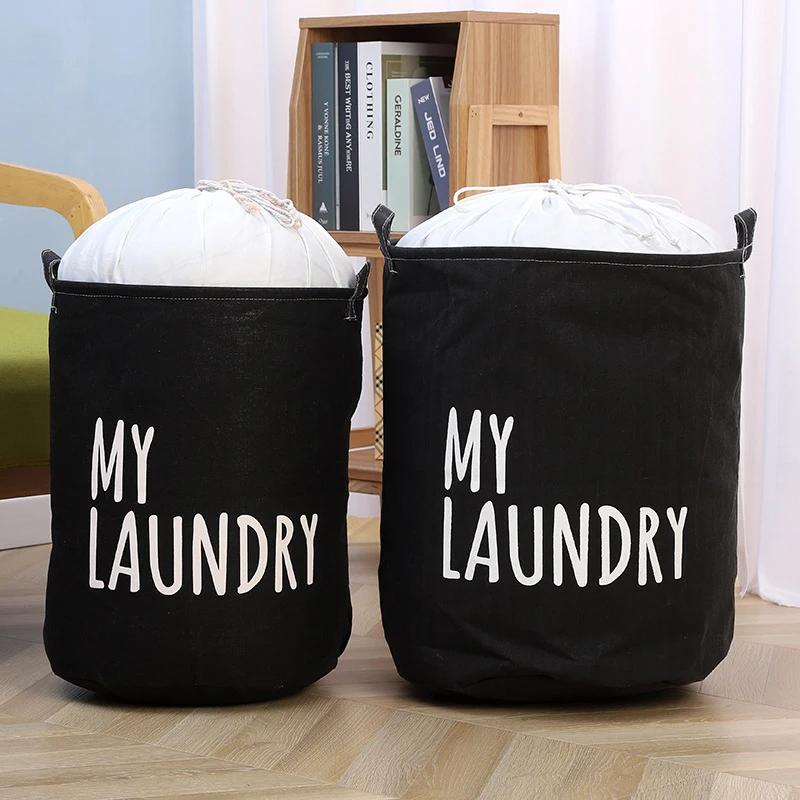 Foldable Drawstring Laundry Basket Large Capacity Waterproof Clothes Storage Basket for Home Bathroom Children's Toy Organizer
