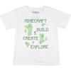 T-shirt Enfant Filles Minecraft Construire Créer Explorer Steve et Creeper