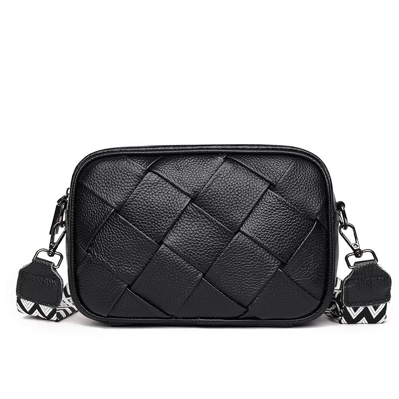 Leather Fashion Women's Bag New Diamond Square Bag First Layer Cowhide Woven Shoulder Bag Messenger Bag Women