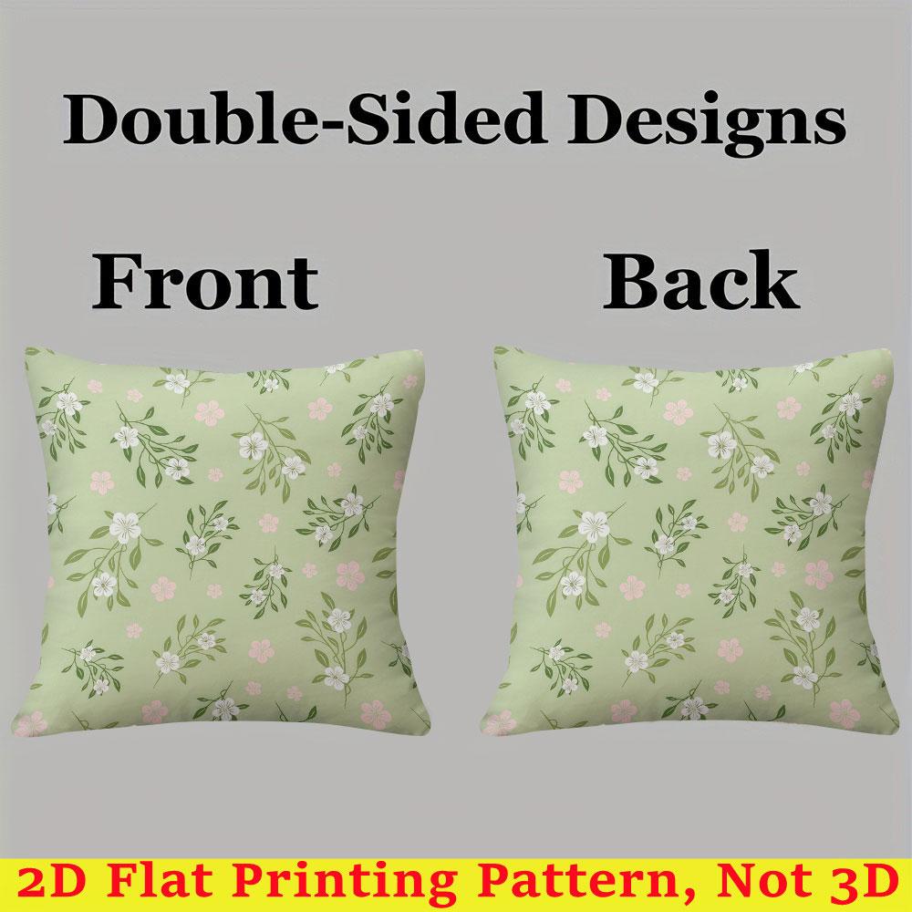 Vintage Sage Green Floral Ditsy Square Jacquard Pillow Cover for Sofa Office Waist Cushion Cover Home Decorative Pillowcase