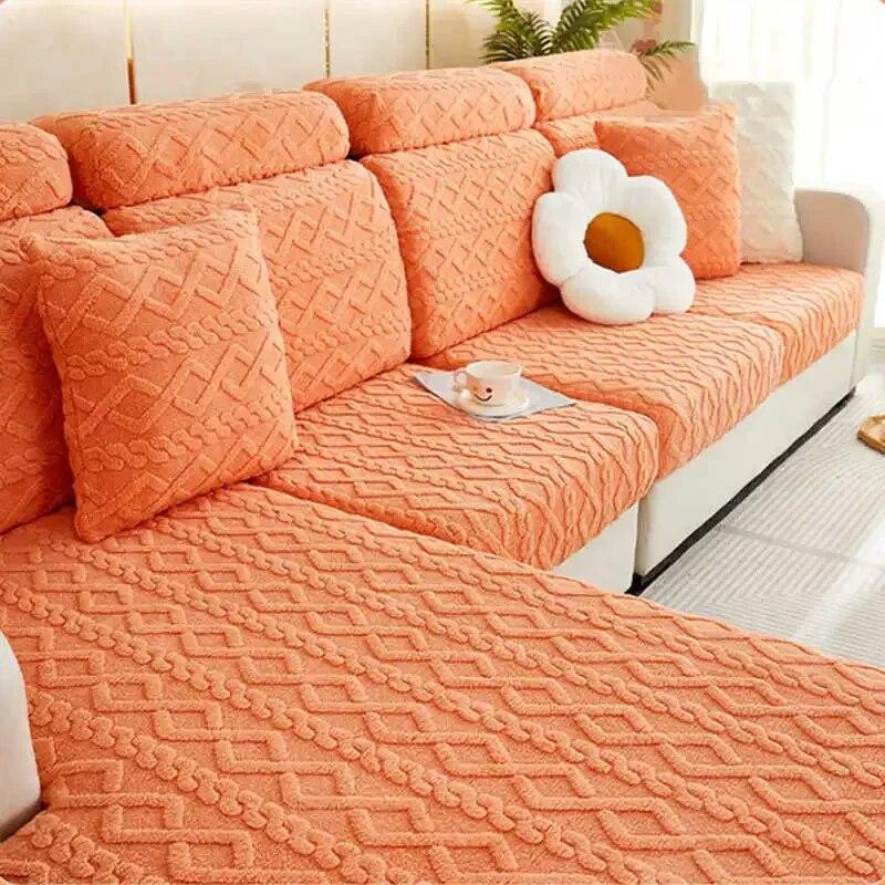 Anti-slip Plush All Inclusive Sofa Mattress Geometric Polar Fleece Couch Slipcover Combination Sofa Covers