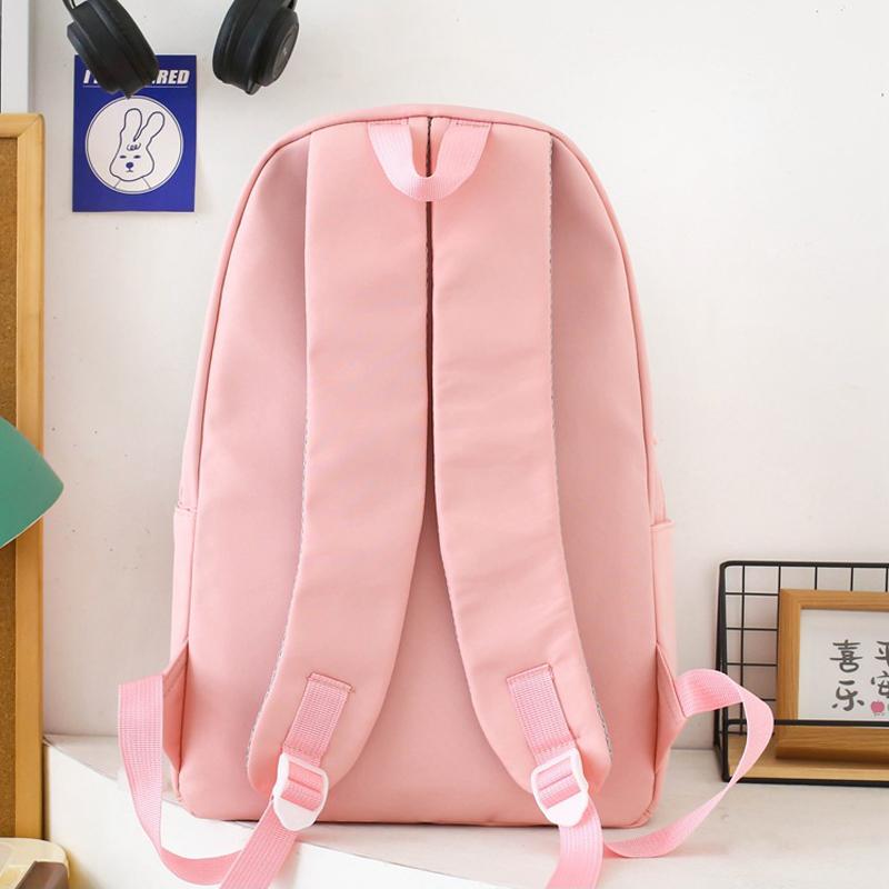 4pcs Sets LABUBU School Backpack Cute Cartoon Large-capacity Student Class Bag Junior High School Student School Bag High-value Four-piece Backpack