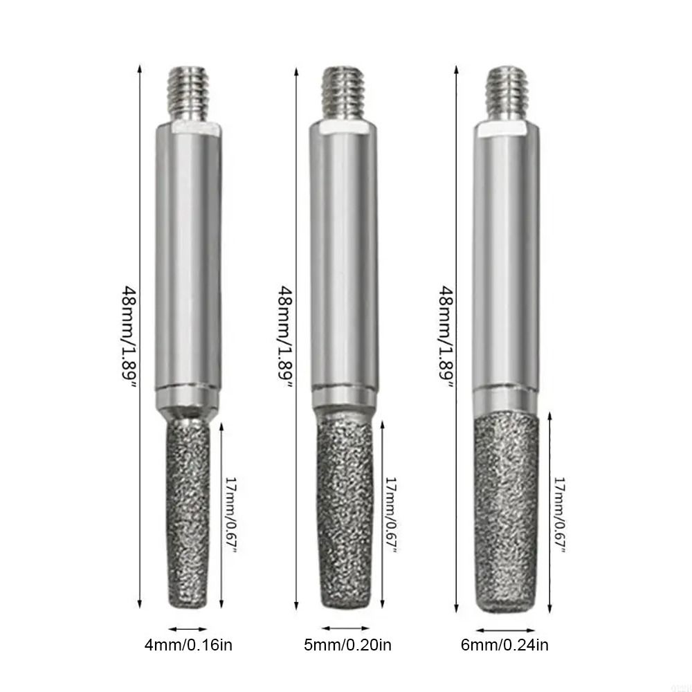 3Pcs/Set 4/5/6mm Chainsaw Sharpener 69HF Cylindrical Burr Stone File Chain Sharpening Grinding Head