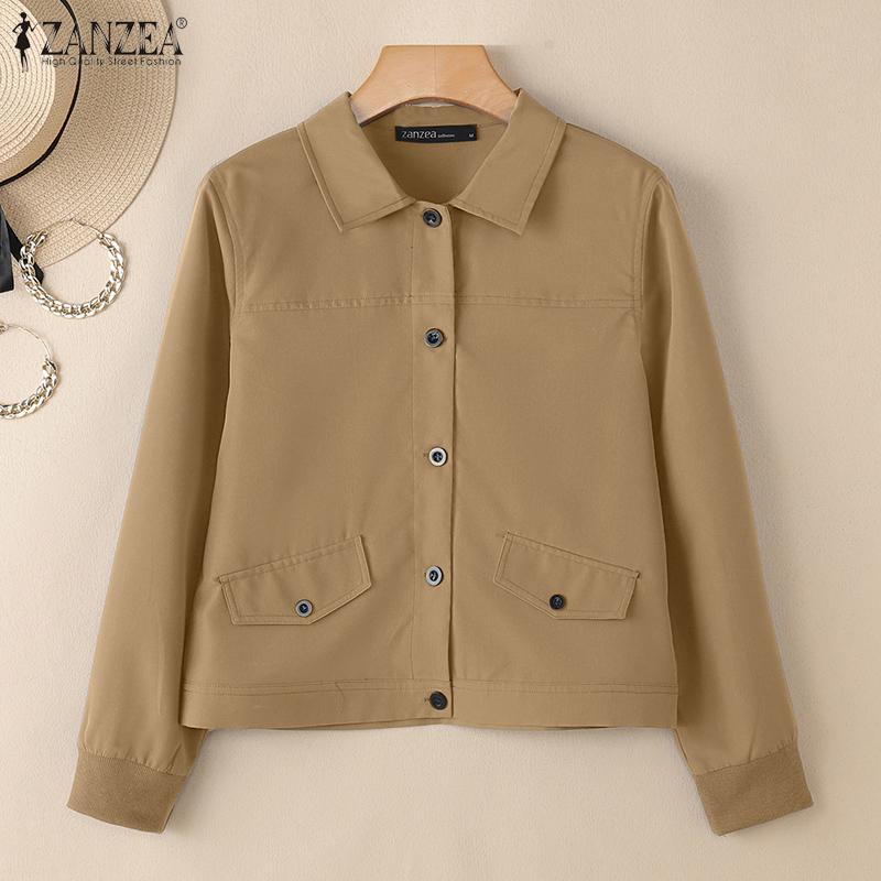 ZANZEA Dámská ležérní halenka s dlouhým rukávem s límečkem