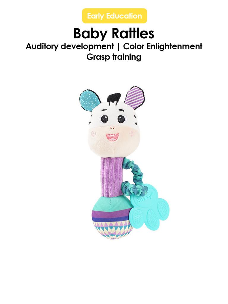 Non-Toxic 1Pcs 0-6 Months Dental Gum Hand Grip Plush Doll Can Bite Practice Grasping Parent Baby Interactive Puzzle Rattle Soothing Toy
