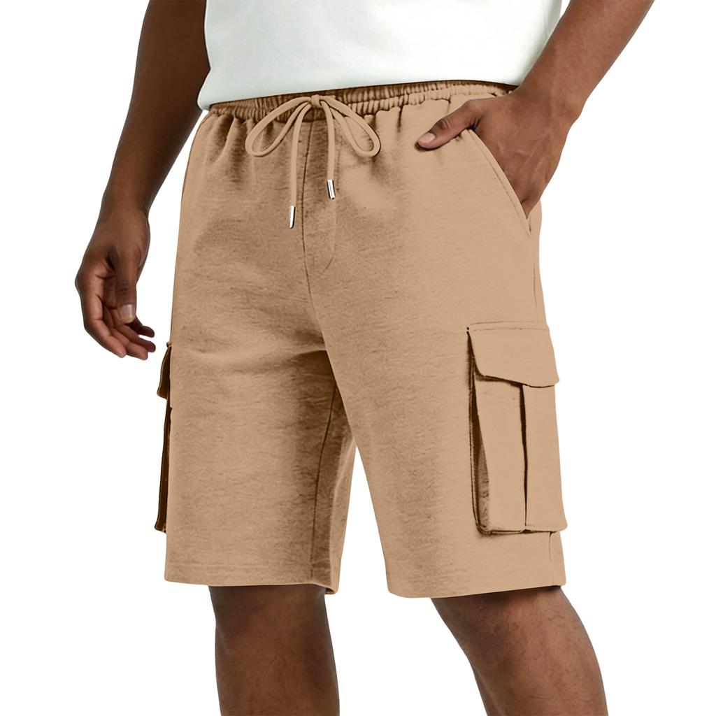 Men Drawstring Waist Casual Cargo Shorts Relaxed Fit Five Pocket Design Comfortable Lightweight Fabric Shorts