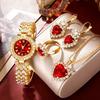 European and American Women's Watches, Rhinestone Jewelry, Wind Steel Belt Diamond-encrusted Quartz Watch, Exquisite Set of Rotating Watches