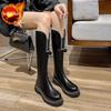 Pearl Bow Middle Heel Round Toe Ladies Knee High Shaft Shoes Autumn Winter Chic and Elegant New in Gothic Hot Women's Long Boots