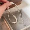 Yinruitai S925 Sterling Silver Slocum Pearl Spliced Necklace - High-End Versatile Clavicle Chain for Women