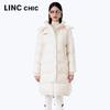 Jinyujie Women's Mid-Length Hooded 90% White Duck Down Jacket