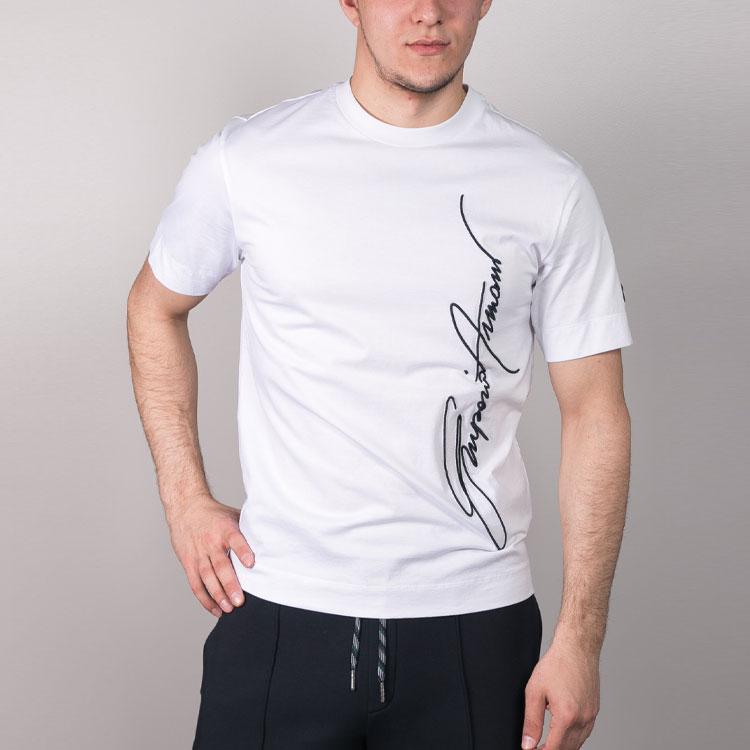 EMPORIO ARMANI T-Shirts Men's White Crew Neck Moderate Straight Fit 3H1TN4-1JCQZ-F144