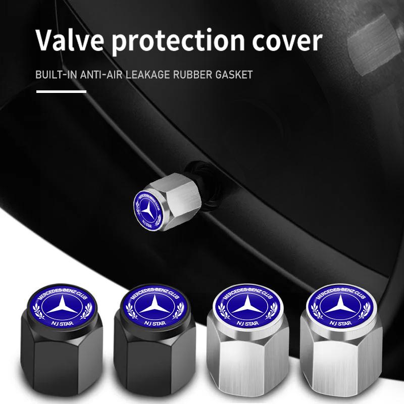 TXVMQ1 2025 Hot 5pcs Car Wheel Tire Valve Protection Cap Theftproof Tyre Stem For Mercedes Benz C180 C300 W124 W176 W177 C200 C260 GLC