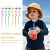 6Pcs Cartoon Animal Sequin Straws Cat Love Crown Rabbit Fruit Shaped Decorations Plastic Spiral Straws for Kids Party Supplies Decorations