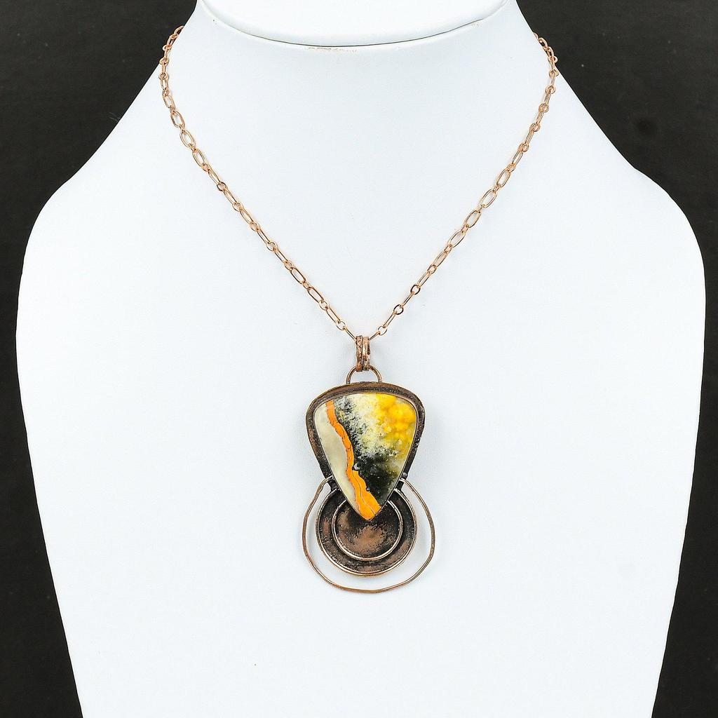 Bumble Bee Jasper Pendant Copper Pendant Gemstone Pendant Oxidized Copper Jewelry Handmade Pendant Bumble Bee Jasper Jewelry Engagement Gift