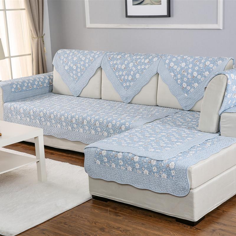 Fyra säsonger Universal Bomullstyg Tryckt Halkfri Soffdyna Koreansk Pastoral Tvättat Sofföverdrag Soffhandduk Överdrag Fullt Överdrag