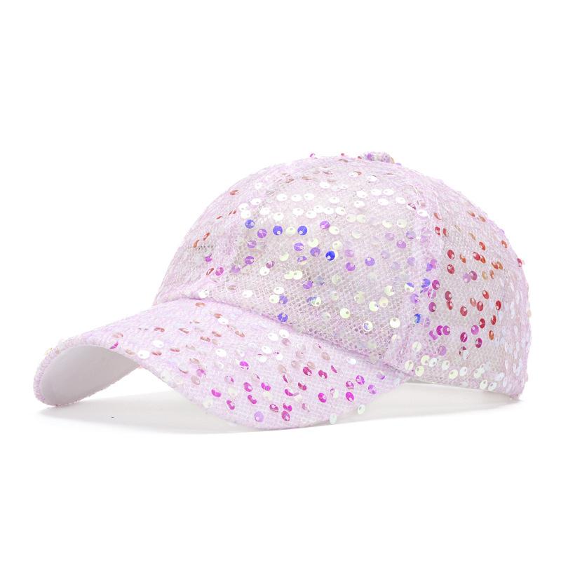 Boné de Beisebol de Lantejoulas Feminino Verão Boné de Malha Respirável Chapéu de Sol para Exterior