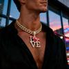 Fashionable Men's Colorful Diamond LOVE Rugby Alloy Pendant, European and American Hip-hop Men's Necklace, Personalized and Colorful