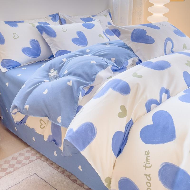 Skin-friendly Cotton Four-piece Dormitory Three-piece Bed Sheet Quilt Cover Bedding