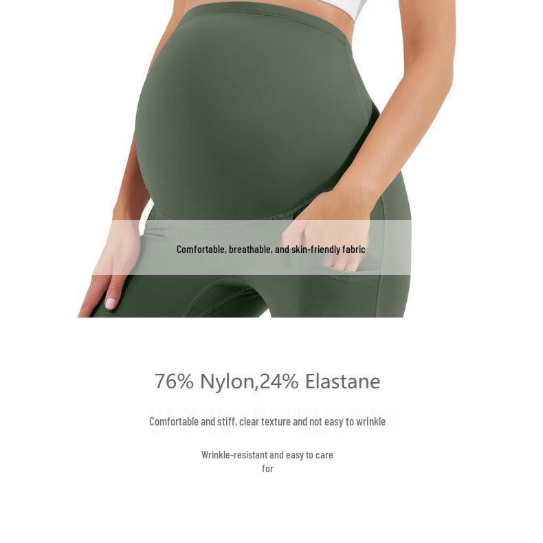 European & American High-Waisted Maternity Support Pants, Nylon Stretch, Micro-Flare, Plus Size, Versatile Outerwear JL13