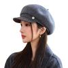 All-match Warm Beret Autumn and Winter Hat for Women's Style of Literary Retro Thickened Painter Hat Big Head Circumference Newspaper Boy Hat
