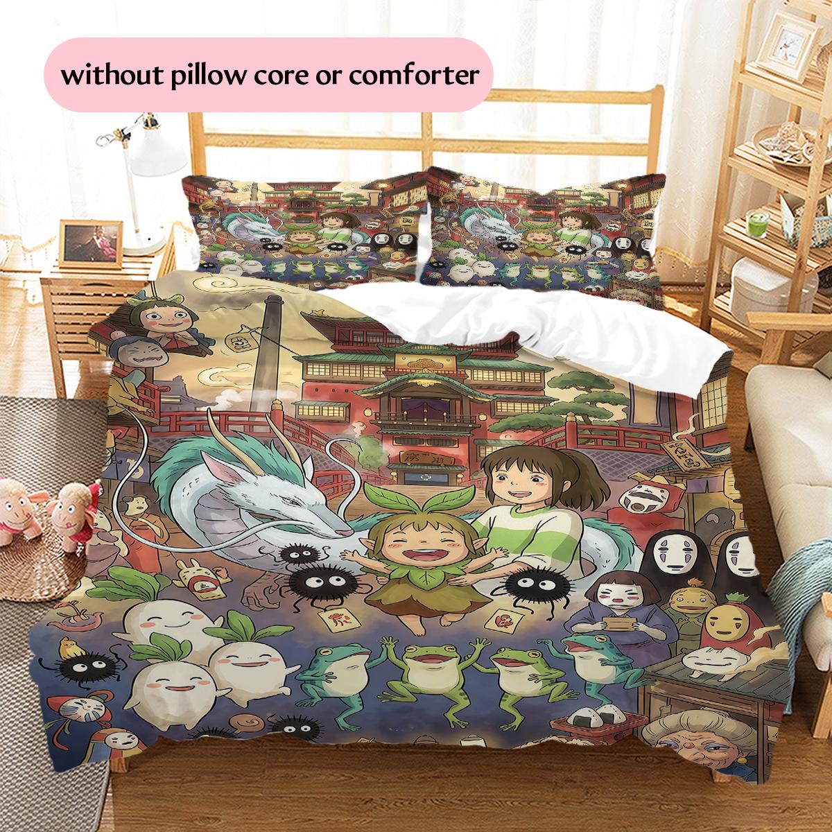 

Spirited Away Themed Pattern Bedding Home Decoration Festival Gift (1 * duvet cover + 2 * pillowcase, without core) 135x200cm