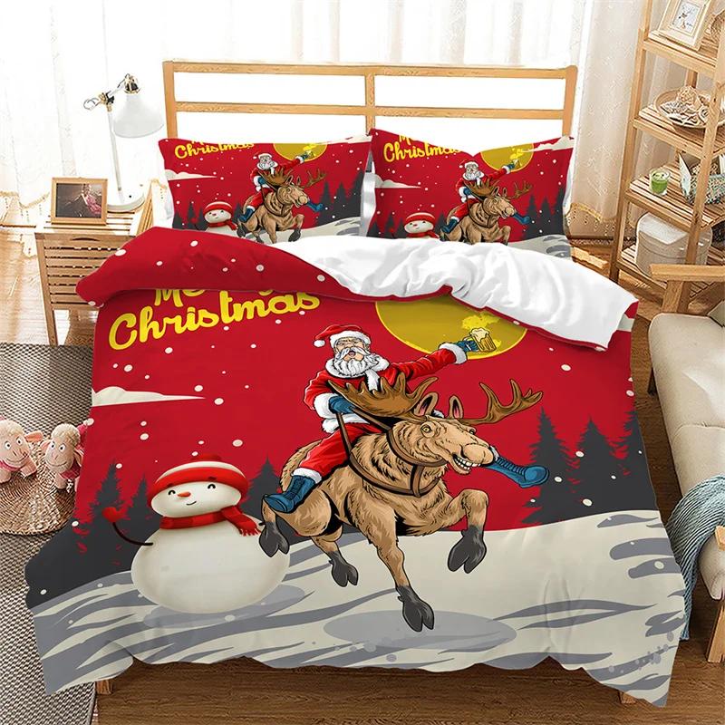 Comforter Merry Christmas Bedding Set Full Twin King Queen Comforter Microfiber Christmas For Boys Teens Bedroom Decor