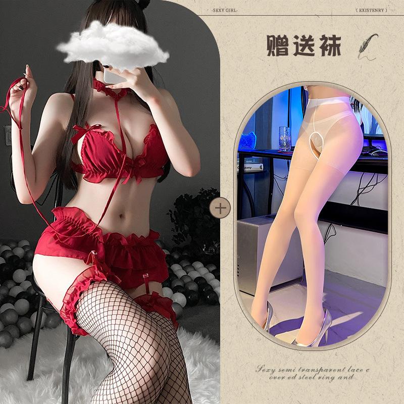 Night Listening Incense Lingerie Sexy Temptation Princess Garter Lace Three-point Suit Cute Girl