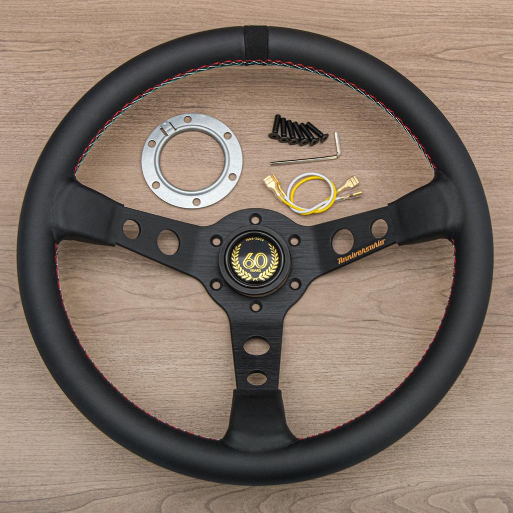 JDM Racing 14Inch 60th Anniversary Steering Wheel Car Drift Leather Sport Steering Wheel For VW HONDA TOYOTA BMW