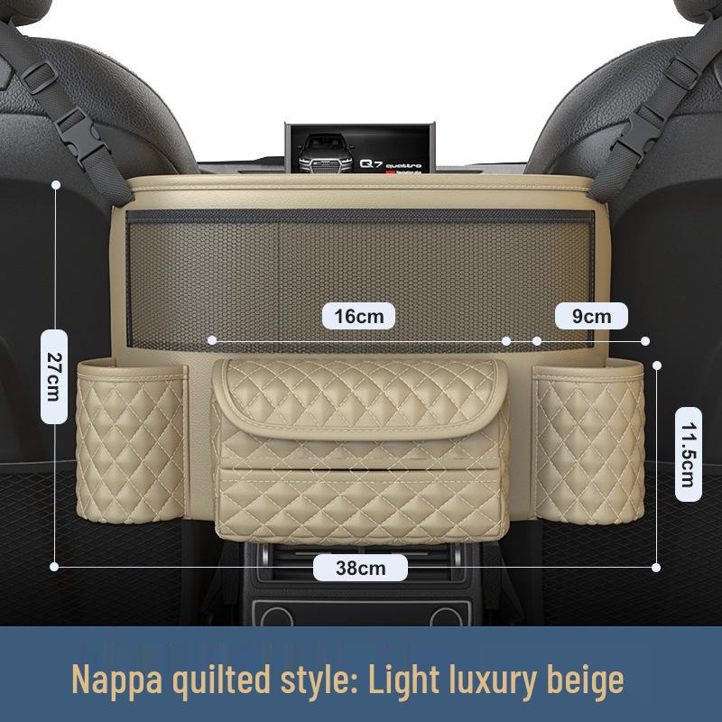 Organizér do mezery a na zadní stranu autosedačky z Nappa kůže: Multifunkční úložný vak