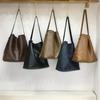 Niche Solid Color High-end Soft Leather Large-capacity Versatile Minimalist Commuter Women's Shoulder Messenger Tote Bag Mother and Child Bag