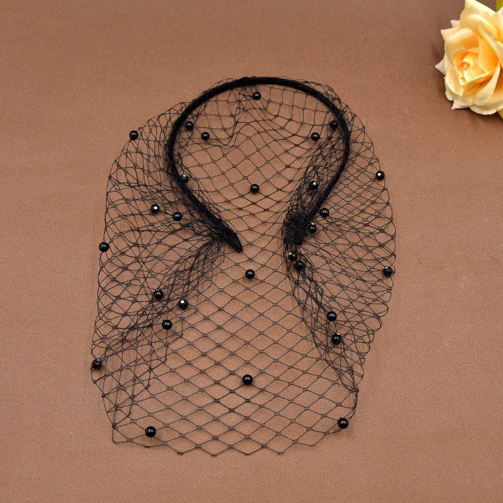 Elegant French Style Birdcage Veil Rhinestone Pearl Bridal Headwear Charm Shiny Bride Veils Women