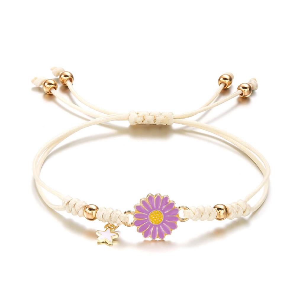 Handmade Braided Sunflower Bracelet for Women Adjustable Rope Star Charm Bracelets Boho Summer Beach Jewelry Friendship Gifts