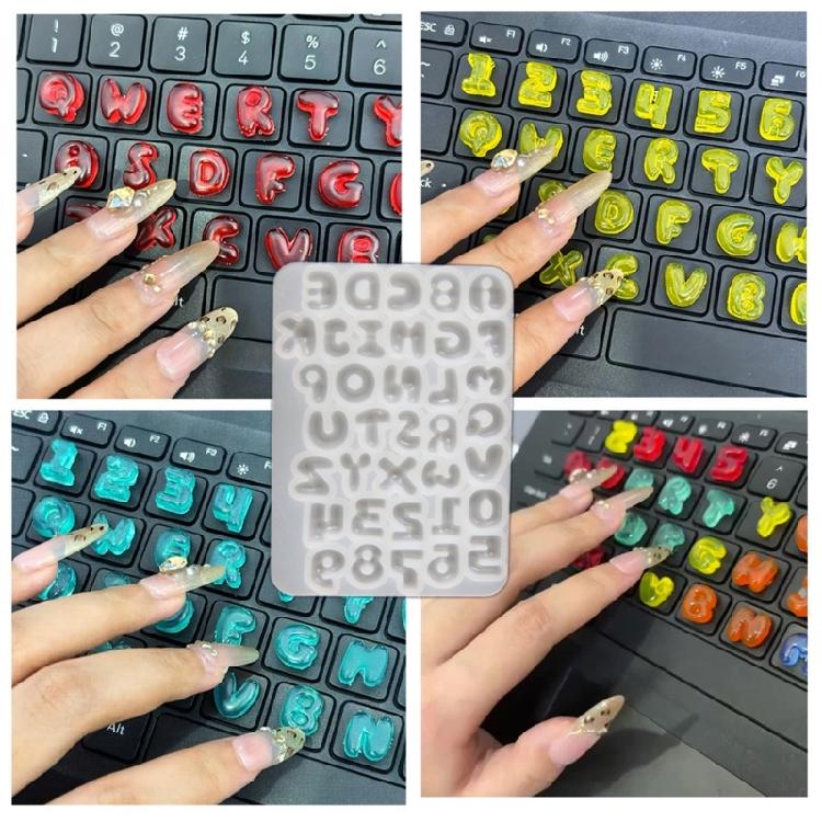 Flexible Resin Mold Pendant Molds Keyboard Letter Shape Silicone Texture for Epoxy Crafts and Creative Wall Decorations