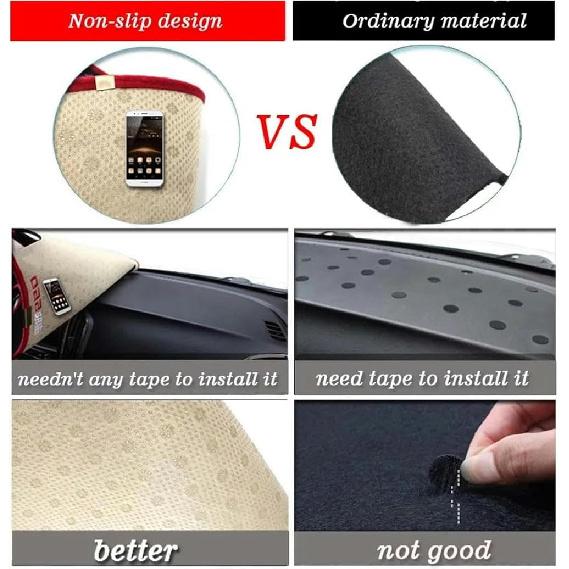 Car Dashboard Cover Mat for Kia Soul 2019-2024 Black Anti-Slip Pad Interior Accessories