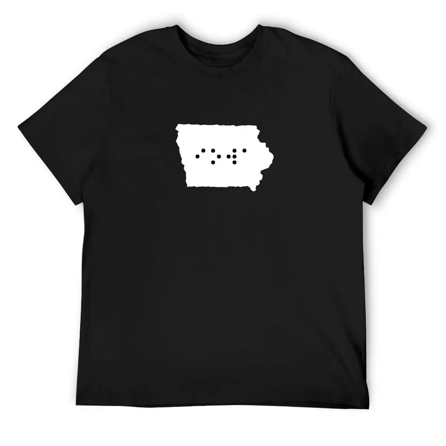 IOWA State Shape Braille Shirt T-Shirt valentines boutique clothes summer top Man t-shirt outfits for men S