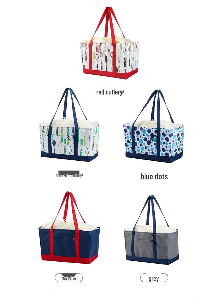 Large Capacity Foldable Insulated Shopping Bag - Portable and Cold-Keeping for BBQs and Picnics