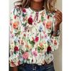 Bright Vibrant Flower 3d Graphic Print T-Shirt Women Fashion Casual Oversized Long Sleeve T-shirt Women Clothes Blossom Tops Tee